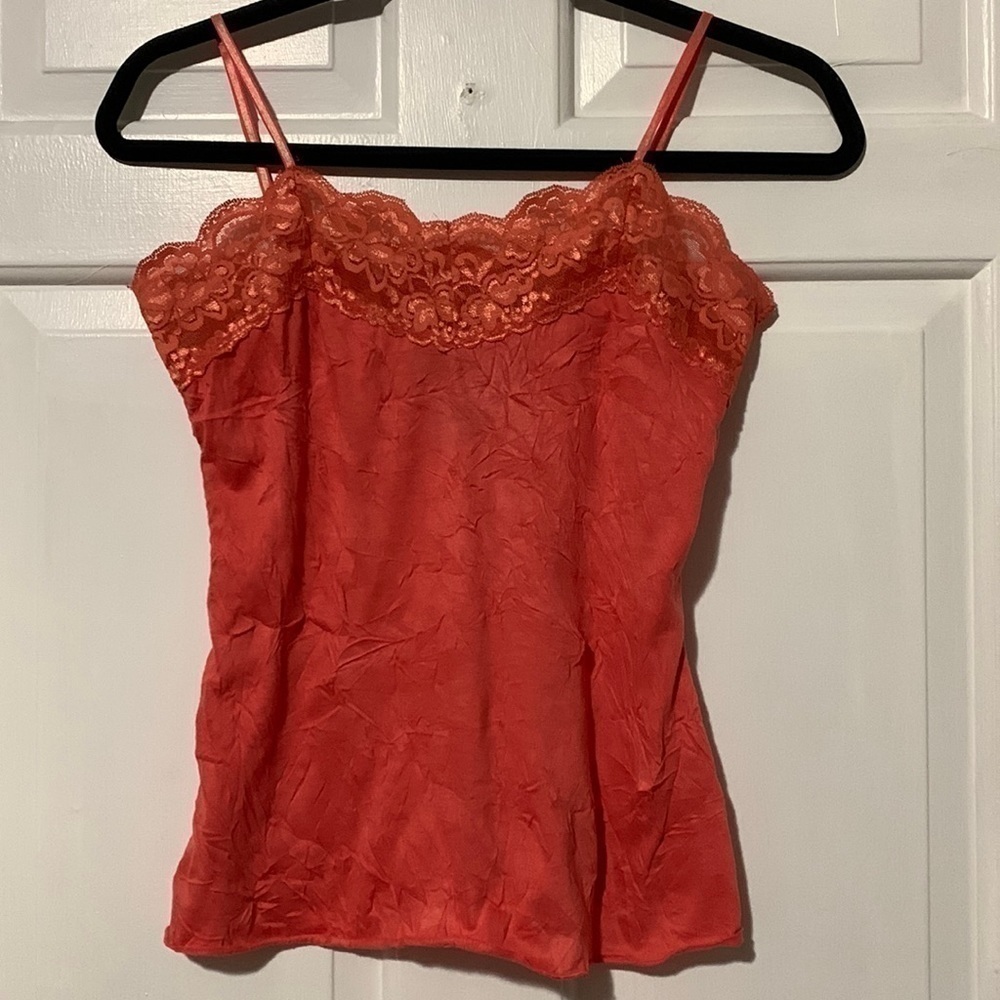 Arden B. Apricot colored lace bodice crinkle fabric camisole w adjustable straps